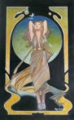 ?MARC GRIMSHAW (b. 1957) MIXED MEDIA, A PAIR Each a glamorous female figure, in an Art Nouveau