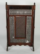 EARLY 20th CENTURY ANGLO INDIAN TURNED AND STAINED BEECH FIRESCREEN, the top rail applied with a