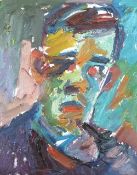 ATTRIBUTED TO ADRIAN JOHNSON IMPASTO OIL ON BOARD Male portrait Unsigned  19 ½"" x 15 ½"" (49.5cm x