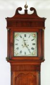 LATE 18TH CENTURY MAHOGANY LONG CASE CLOCK, the 13"" painted Roman dial with subsidiary seconds