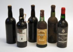 SIX BOTTLES OF VINTAGE PORT, COMPRISING, Sandeman 1963 (bottled in 1965), Martinez 1963, Taylor`s