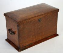 VICTORIAN OAK CASED COMBINATION STATIONARY BOX WITH FOLD OUT WRITING SLOPE, OF OBLONG, DOME TOPPED