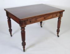 GOOD QUALITY EARLY VICTORIAN GILLOWS STYLE MAHOGANY COMBINATION LIBRARY/DRAW LEAF DINING TABLE, the