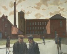 ROGER HAMPSON (1925 - 1996) OIL PAINTING ON BOARD `Gilnow Mill, Bolton` signed lower right and