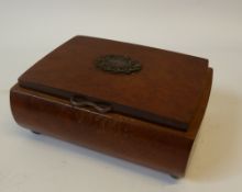 A LATE 19TH CENTURY BIRDS-EYE MAPLE VENEERED MUSICAL BOX of bulbous form, the lid applied with c-