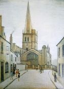 L.S LOWRY (1887-1976) LIMITED EDITION COLOUR PRINT ""Burford Church"" 309/1500, guild stamp 20 ½""