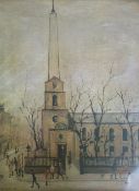 L.S LOWRY (1887-1976) LIMITED EDITION COLOUR PRINT ""St. Luke`s Church"" 321/1500, guild stamp