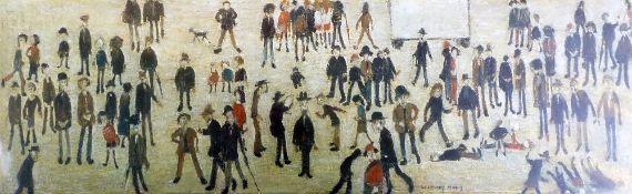 L.S LOWRY (1887-1976) LIMITED EDITION COLOUR PRINT A Crowd Round a Cricket Sight Screen 673/850,