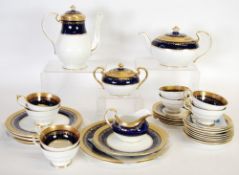 THIRTY SIX PIECE AYNSLEY `GEORGIAN` PATTERN CHINA PART DINNER, TEA AND COFFEE SERVICE, with blue