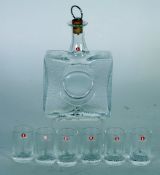 TAPIO WIRKKALA/ IITTALA, FINNISH DIMPLED GLASS RECTANGULAR SPIRIT DECANTER, with cork stopper