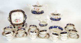 A CIRCA 1830-40 POSSIBLY JOHN RIDGEWAY  PORCELAIN  40 PIECE TEA AND COFFEE SERVICE comprising