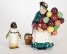 ROYAL DOULTON CHINA FIGURE, `THE OLD BALLOON SELLER` HN 1315, 7 3/4"" (19.7cm) high and a ROYAL