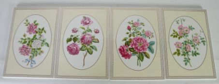 SET OF FOUR MODERN ROYAL WORCESTER `THE WORCESTER ROSE COLLECTION` OBLONG CHINA PLAQUES, `Cabbage