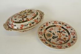 FORTY NINE PIECE NINETEENTH CENTURY ASHWORTH`S IRONSTONE CHINA PART DINNER SERVICE, puce printed