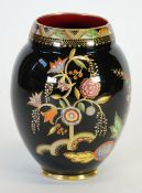 1930`s CARLTON WARE `PERSIAN GARDEN` ENAMELLED CHINA VASE, of footed ovoid form, with short