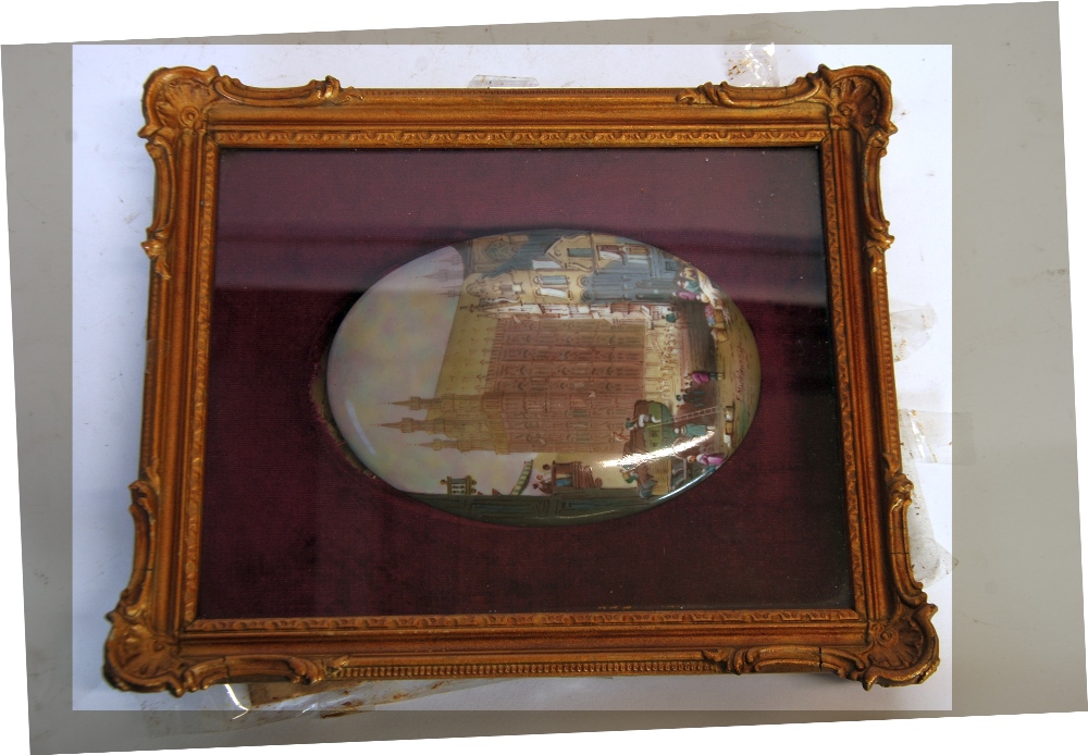 HAND PAINTED PARAGON CHINA OVAL PLAQUE SIGNED F. MICKLEWORTH, paitned in colours with a view of `