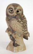 ARTIST SIGNED POOLE POTTERY MODEL OF AN OWL, by B. Linley Adams, oatmeal glazed with dark brown