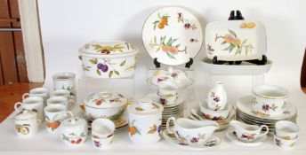 FORTY NINE PIECES OF ROYAL WORCESTER EVESHAM PATTERN OVEN TO TABLE WARE PORCELAIN, fruit printed