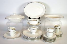 THIRTY EIGHT PIECE ROYAL DOULTON `PLATINUM CONCORD` CHINA DINNER AND TEA SERVICE, now suitable for