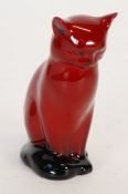 ROYAL DOULTON FLAMBE POTTERY MODEL OF A SEATED CAT, printed mark, 5 1/4"" (13.3cm) high