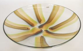 IMPRESSIVE WATERFORD `EVOLUTION` COLOURED GLASS LARGE BOWL, shallow form, with radiating streaks in