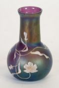 LOETZ STYLE ART NOUVEAU PURPLE IRIDESCENT GLASS VASE, of baluster form with tapering neck and