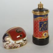 A ROYAL CROWN DERBY CHINA LADYBIRD PATTERN PAPERWEIGHT (1999), with gold stopper, AND A ROYAL