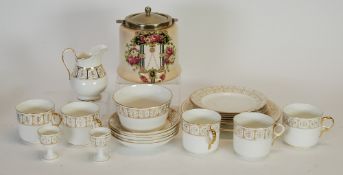 NINETEEN PIECE VICTORIAN CHINA PART TEA SET, now suitable for five persons, with gilt diaper