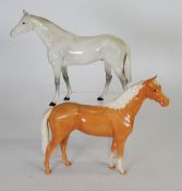 TWO BESWICK POTTERY MODELS OF LARGE HORSES, comprising: LARGE RACEHORSE (1564), grey gloss,