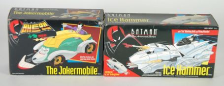 KENNER `BATMAN ANIMATED SERIES` MINT AND BOXED THE JOKERMOBILE and  DITTO ICE HAMMER VEHICLE, (