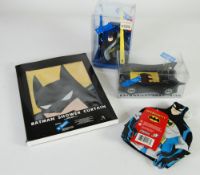 TOILETRIES - WARNER BROS. BATMAN SHOWER CURTAIN, BATMOBILE SOAP DISH, Wash mitt and toothbrush