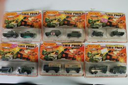 MATCHBOX 75 SUPERFAST in `Two` packs,  Army TP-11 Jeep and motorcycle, TP-12 Ambulance rover and