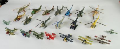 THIRTEEN DIECAST MODELS OF MAINLY MILITARY HELICOPTERS, makers ERTL, Dinky and Matchbox, fair, some