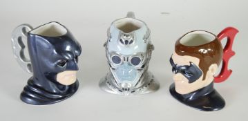 MUGS - WARNER BROS.  6"" heads - Batman, Robin and Mr Freeze - DC. Comics 1997 Made in Taiwan (All