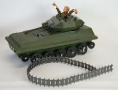 PALITOY ACTION MAN GREEN MEDIUM TANK AND FIGURE, the tank with swivel turret (one tank track a.f.)