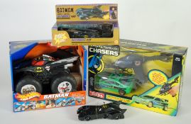 TONKA `BATMAN FOREVER` CHASERS - REMOTE CONTROLLED RIDDLER`S CAR (green) and  PISTOL BATCOPTER (