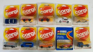 CORGI JUNIOR CARS, LORRIES AND VANS in bubble packs - No.s 7 - Quarry Truck, 14 Pontiac taxi, 37