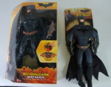 2 x MATTEL `BATMAN BEGINS` 12"" ACTION CAPE BATMAN, in mint window box and 10"" BATMAN CLOTH FIGURE