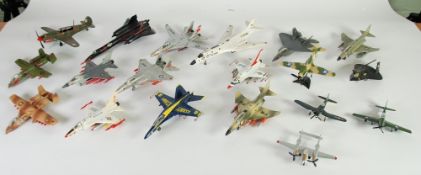 FIFTEEN ERTL DIE CAST MODELS OF AMERICAN MILITARY JET AIRCRAFT, includes F14 Tom Cat with swing