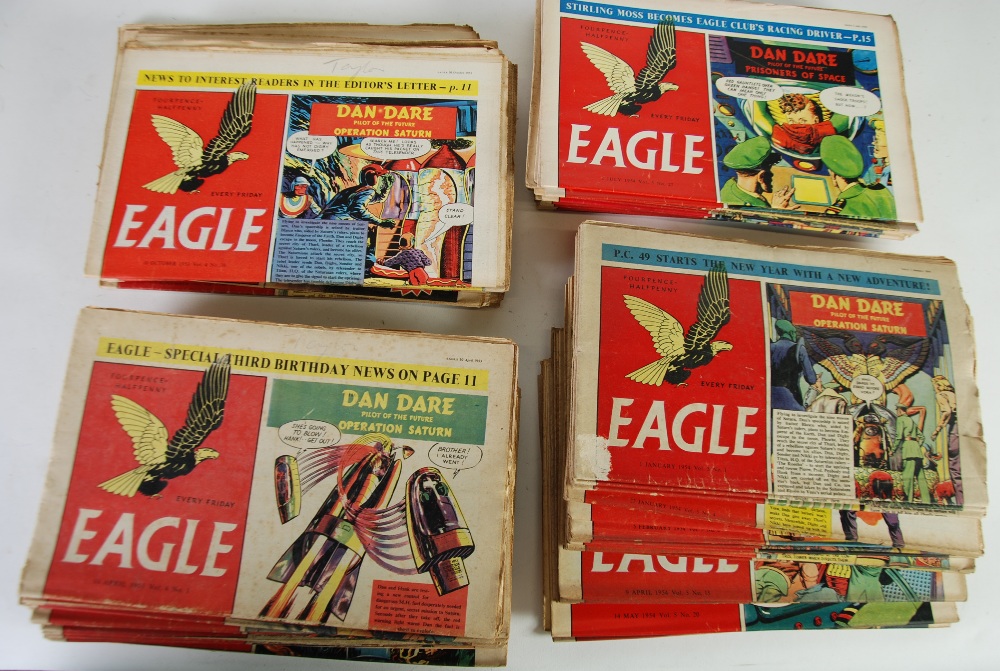 EAGLE COMIC VOL 4. No. 1-38 and VOL 5. May 1953 to Dec 54 (52) = 80 copies and 6 extra copies 29/41
