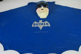 RARE NATIONAL PERIODICAL MOULDED PLASTIC AND NYLON FABRIC CIRCA 1966 BATMAN MASK AND CAPE, the mask