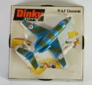 DINKY TOYS BOXED R.A.F. DOMINIE MODEL No. 728 metallic blue and camouflage, almost mint, bubble