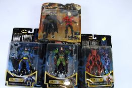 THREE KENNER `LEGENDS OF THE DARK KNIGHT` PREMIUM COLLECTION MINT AND BOXED BATMAN FIGURES, on card