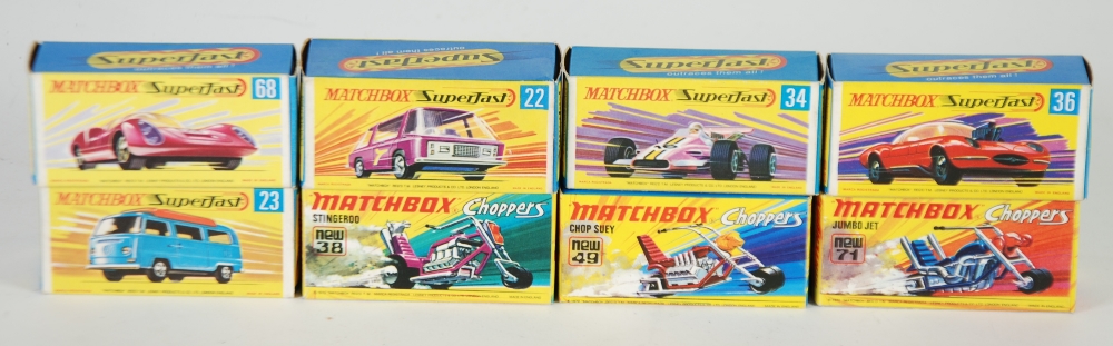 FIVE MATCHBOX MINT AND BOXED `SUPERFAST` MODELS viz 22d Freeman Intercity, 23e Volkswagen Camper,