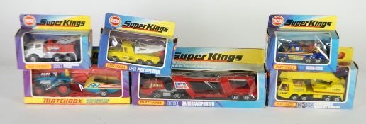 SIX MINT AND BOXED MATCHBOX `NEW SUPER KINGS` MODEL VEHICLES viz K-3 Mod tractor and tailer, K-6
