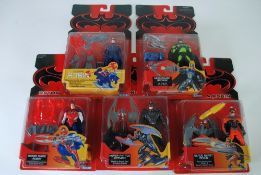 FIVE KENNER `BATMAN AND ROBIN` MINT AND BOXED  FIGURES, on card under bubble pack viz, `Iceboard