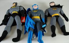 THREE UNBOXED FABRIC AND PLASTIC SOFT FIGURES OF BATMAN, 23"" 20"" and 18"" tall respectively (