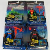 FOUR KENNER - `BATMAN KNIGHT FORCE NINJA`S` MINT AND BOXED DELUXE FIGURES ON CARD UNDER BUBBLE