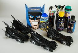 TOILETRIES - BATMAN BUBBLE BATH - Prelude Batmobiles x 4 (one empty), GROSVENOR REFILL  BOTTLES x