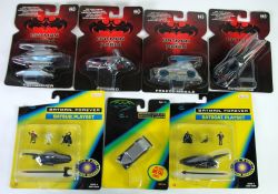 FOUR KENNER MINI SIZE `BATMAN AND ROBIN` SERIES MINT AND BOXED DIECAST VEHICLES, on card under